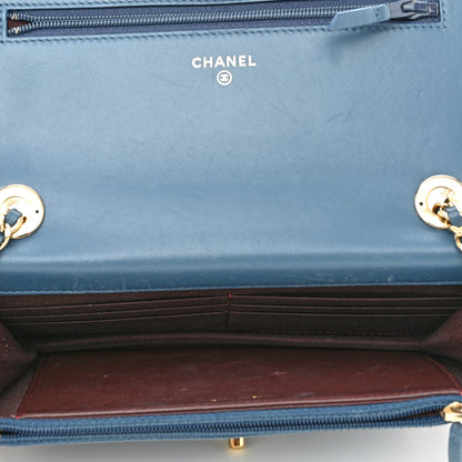 Chanel Lambskin Quilted Trendy CC Wallet On Chain WOC Blue 5 of 11