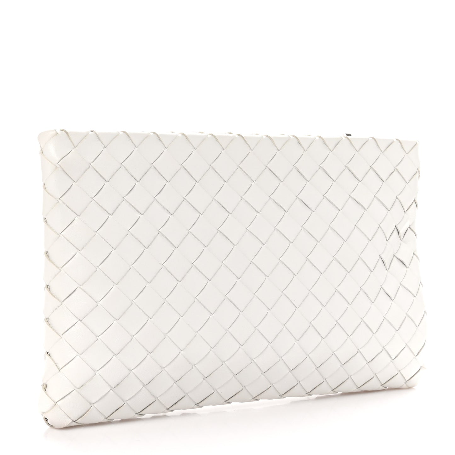 Nappa Intrecciato Medium Zip Pouch White