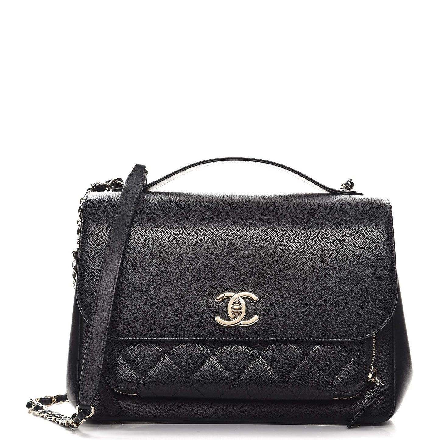 Caviar Quilted Large Business Affinity Flap Black
