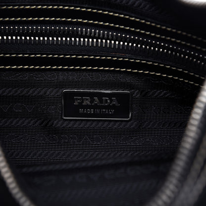 Prada Tessuto Nylon Soft Calfskin Shoulder Bag Black 8 of 10