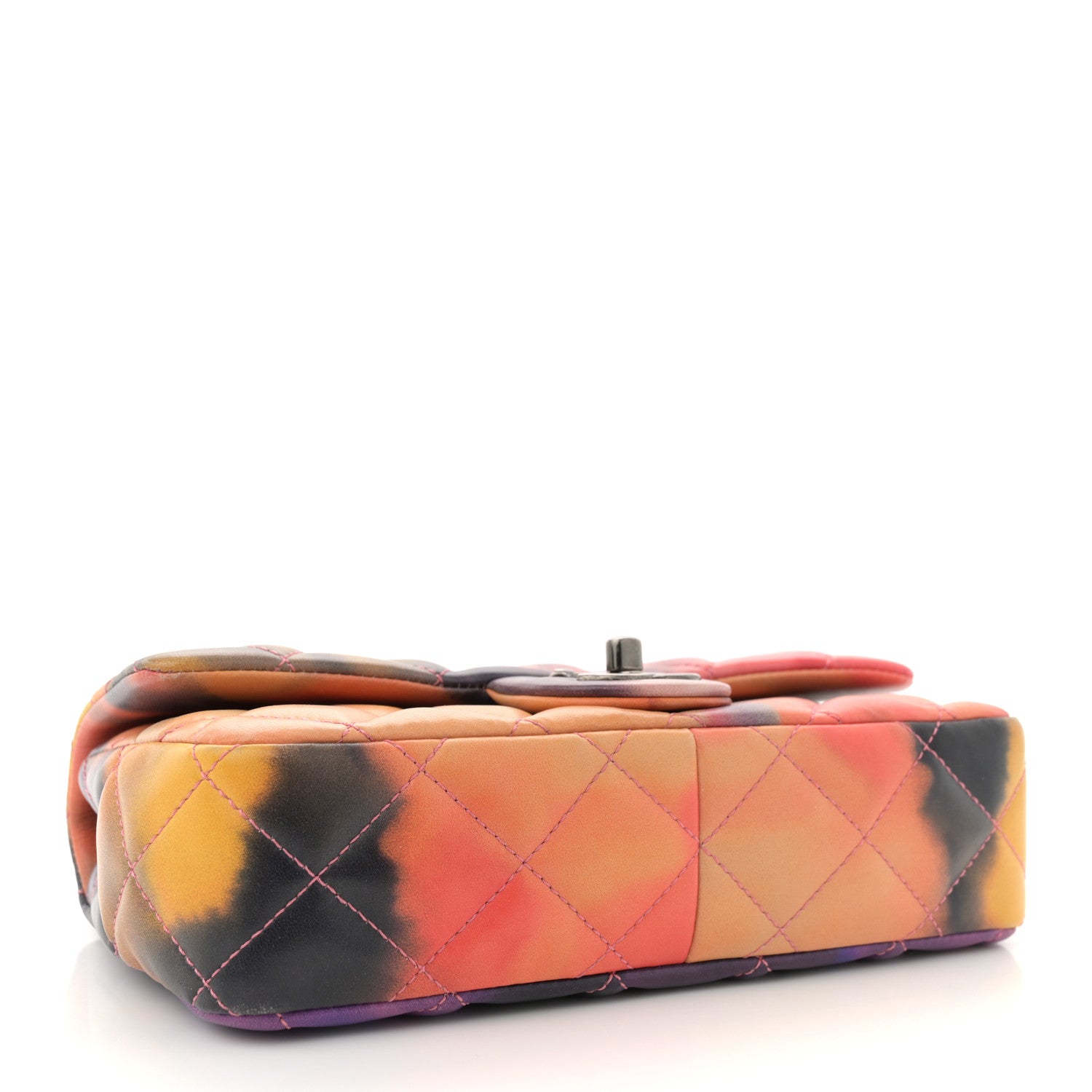 Chanel Printed Lambskin Quilted Small Flower Power Flap Ecru Orange Red Purple 4 of 11