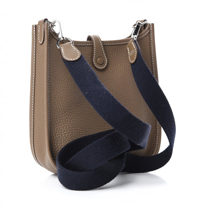 Hermes Taurillon Clemence Amazone Evelyne TPM Etoupe Bleu Indigo 3 of 12