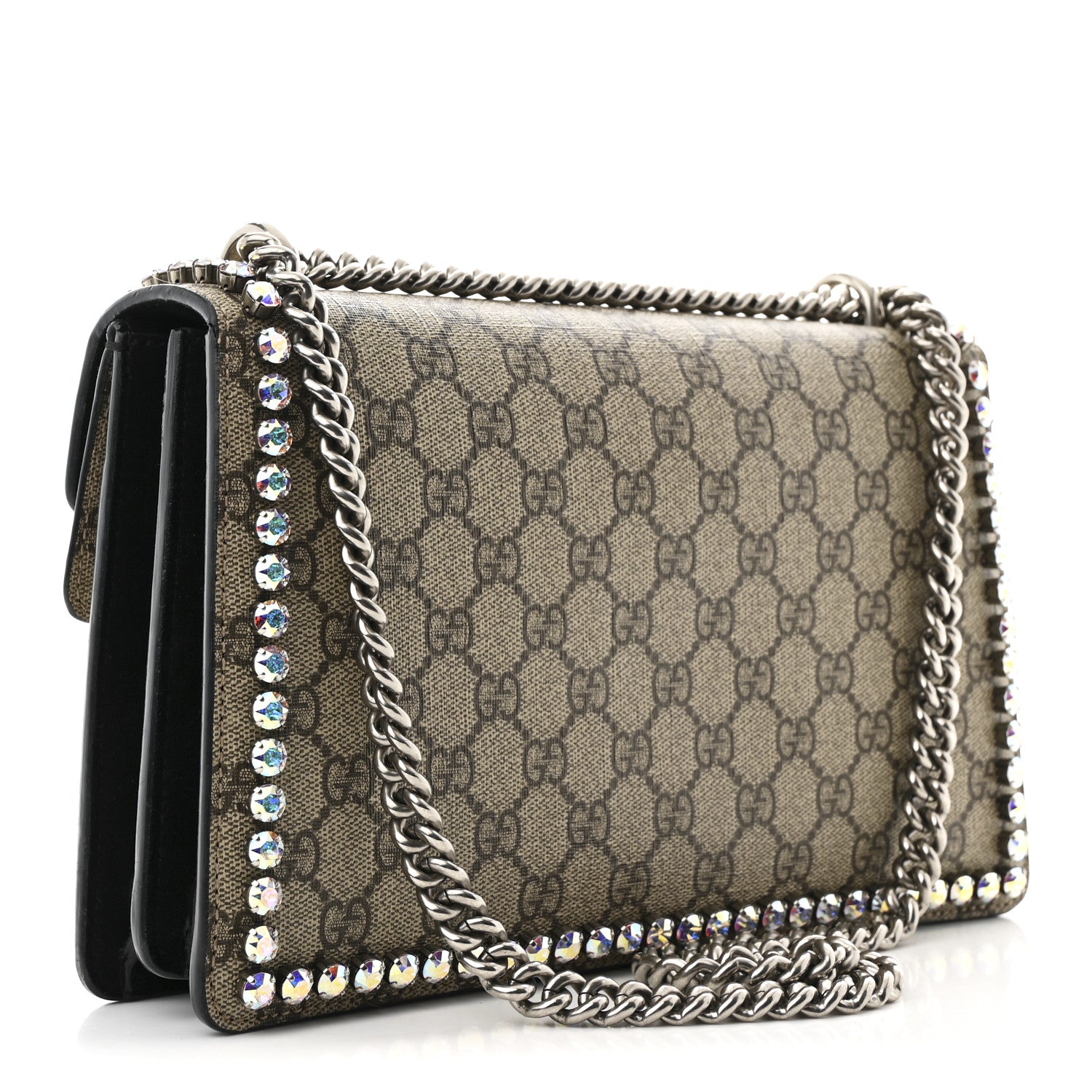 Gucci GG Supreme Monogram Crystal Small Dionysus Shoulder Bag Black 3 of 12