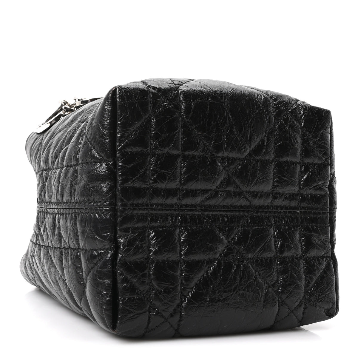 Christian Dior Crinkled Calfskin Macrocannage Small Toujours Vertical Tote Black 4 of 10