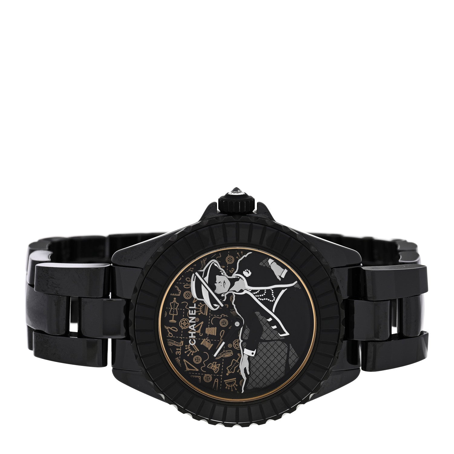 Chanel Stainless Steel Ceramic 38mm J12 Limited Edition Mademoiselle Couture Automatic Watch Black 2 of 5