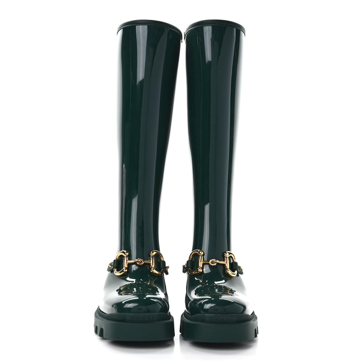 Rubber Horsebit Knee High Boots 36 Vintage Green