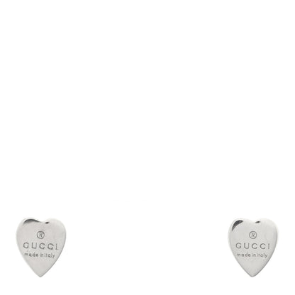 Gucci Sterling Silver Trademark Heart Stud Earrings 1 of 5