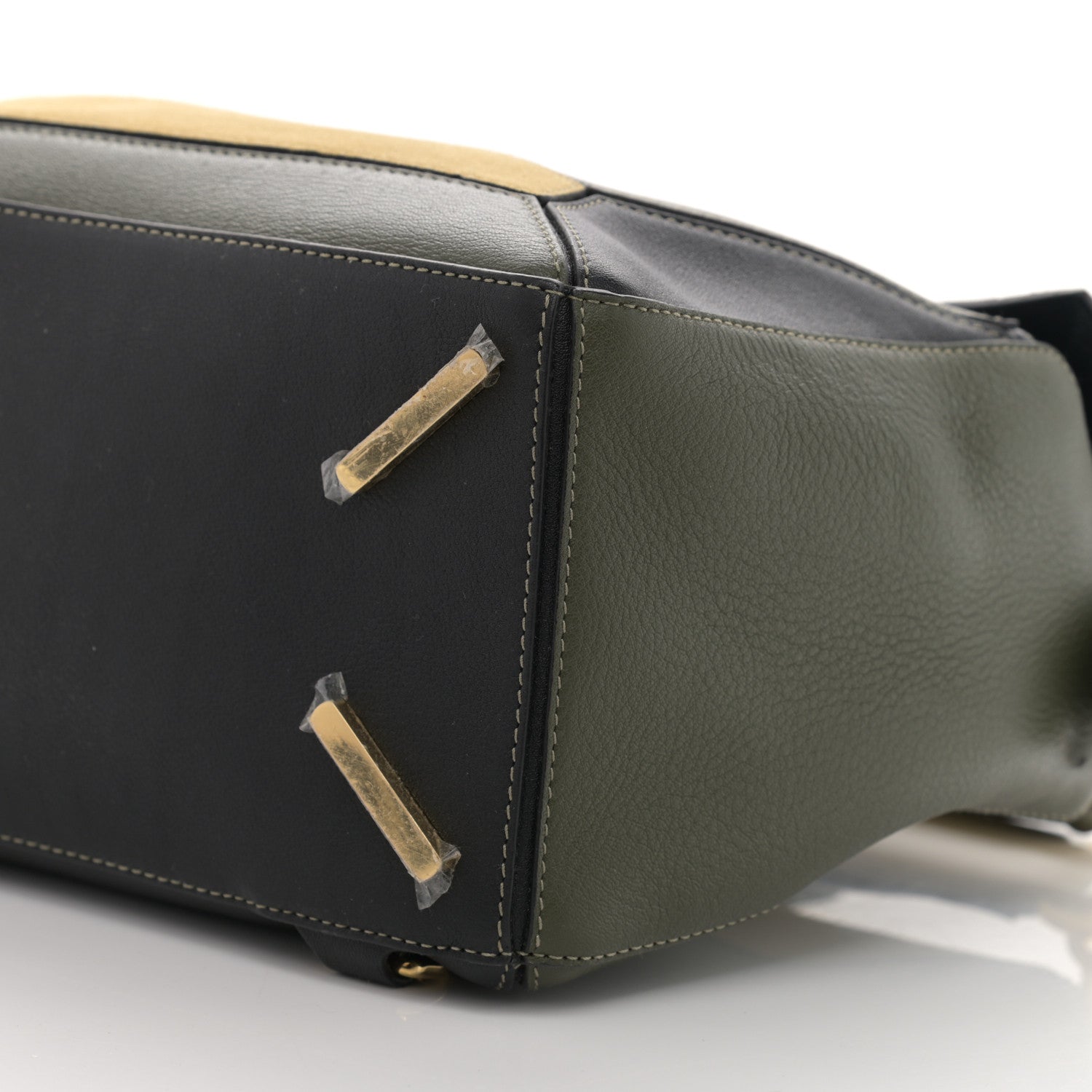 Loewe Calfskin Suede Medium Puzzle Bag Gold Avocado Green 10 of 11