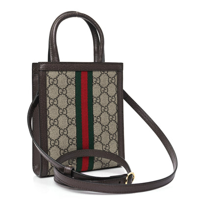 Gucci GG Supreme Monogram Textured Dollar Calfskin Web Super Mini Ophidia Mini Tote Bag Beige Ebony New Acero 3 of 10
