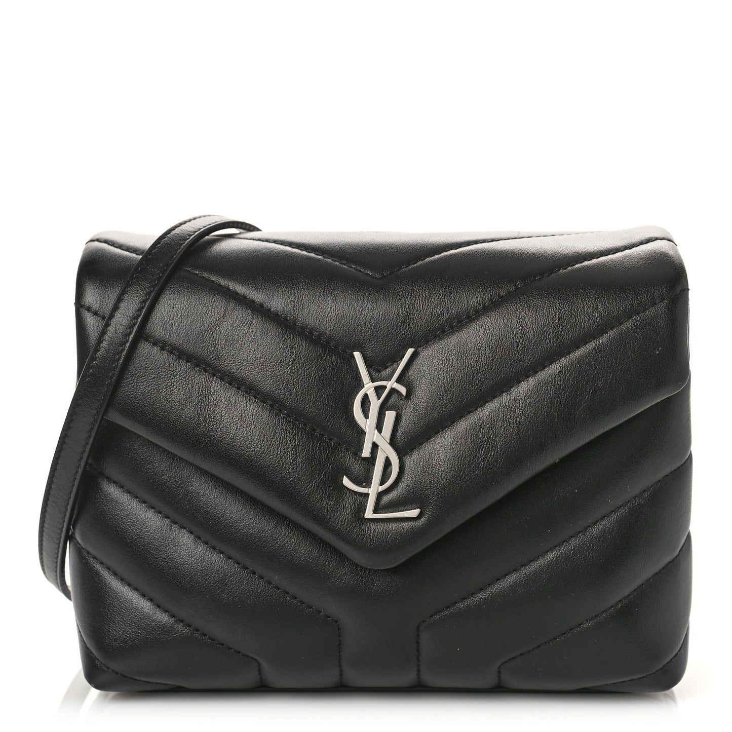 Calfskin Y Quilted Monogram Toy Loulou Crossbody Bag Black