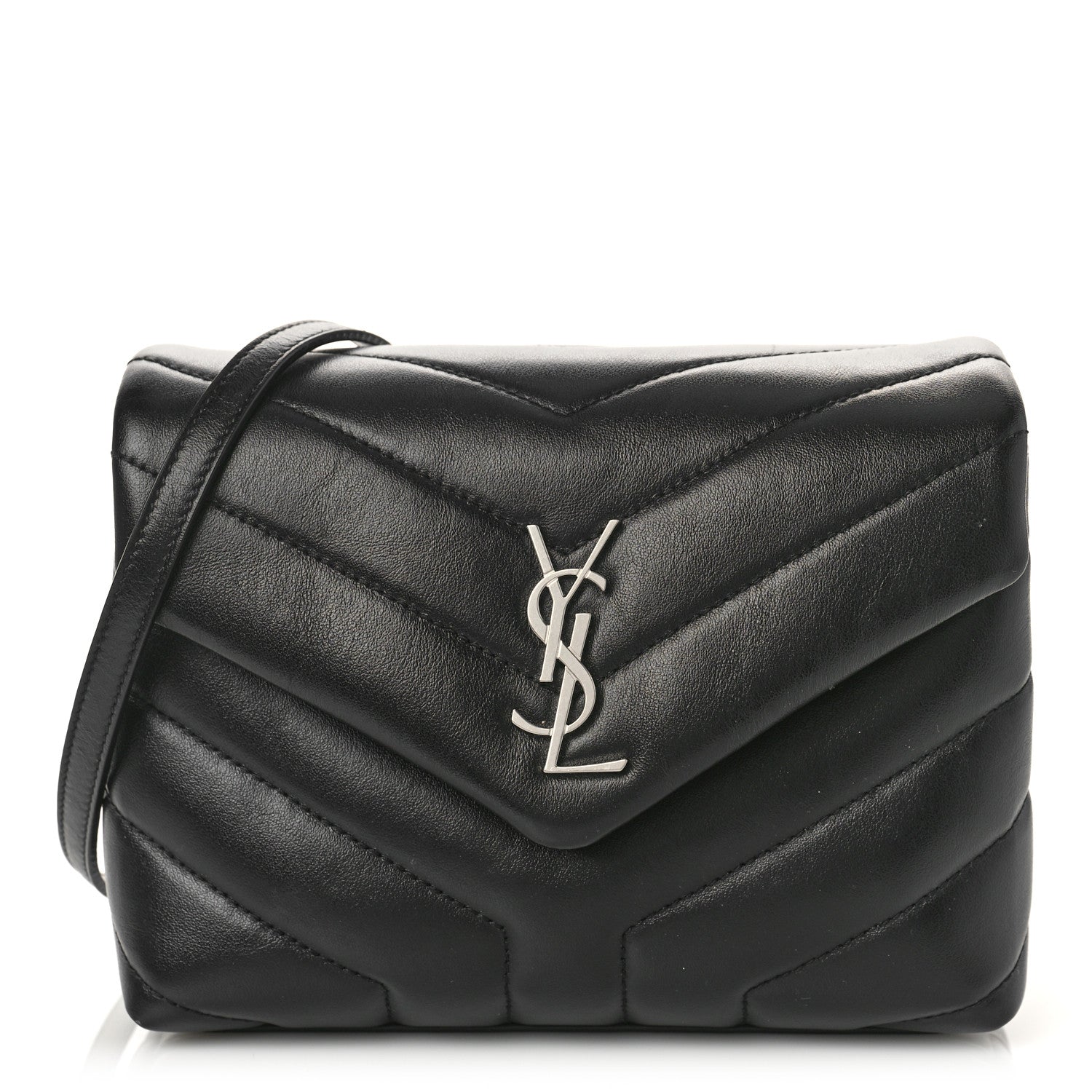 Saint Laurent Calfskin Y Quilted Monogram Toy Loulou Crossbody Bag Black 1 of 8