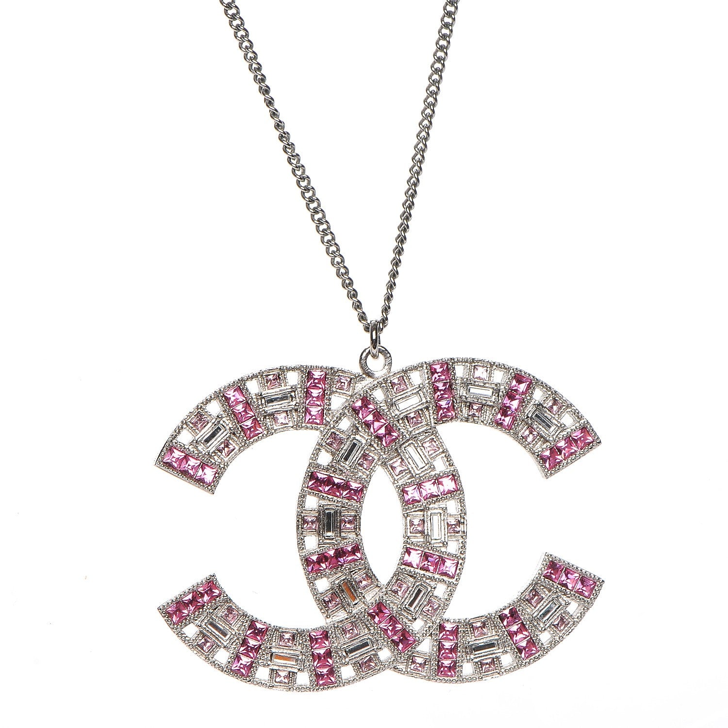 Chanel Baguette Crystal Large CC Necklace Pink 4 of 6