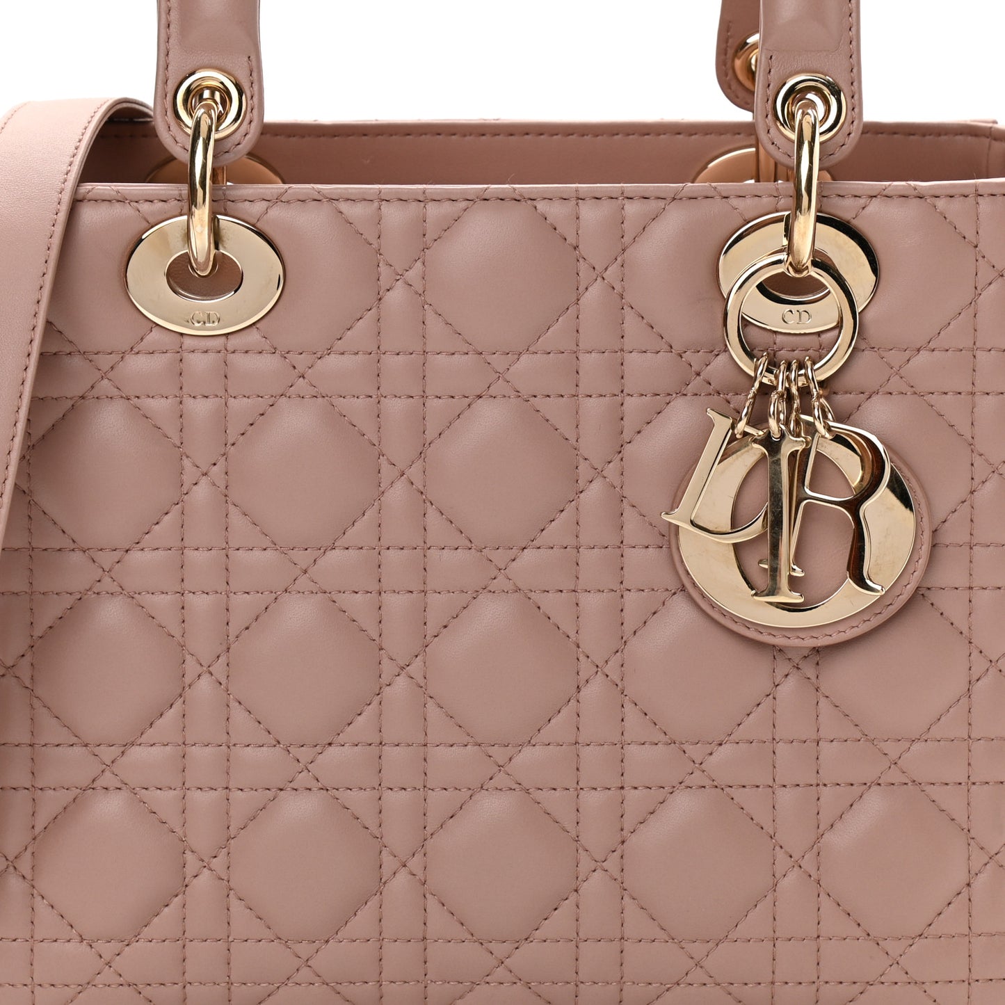 Lambskin Cannage Medium Lady Dior Bois de Rose