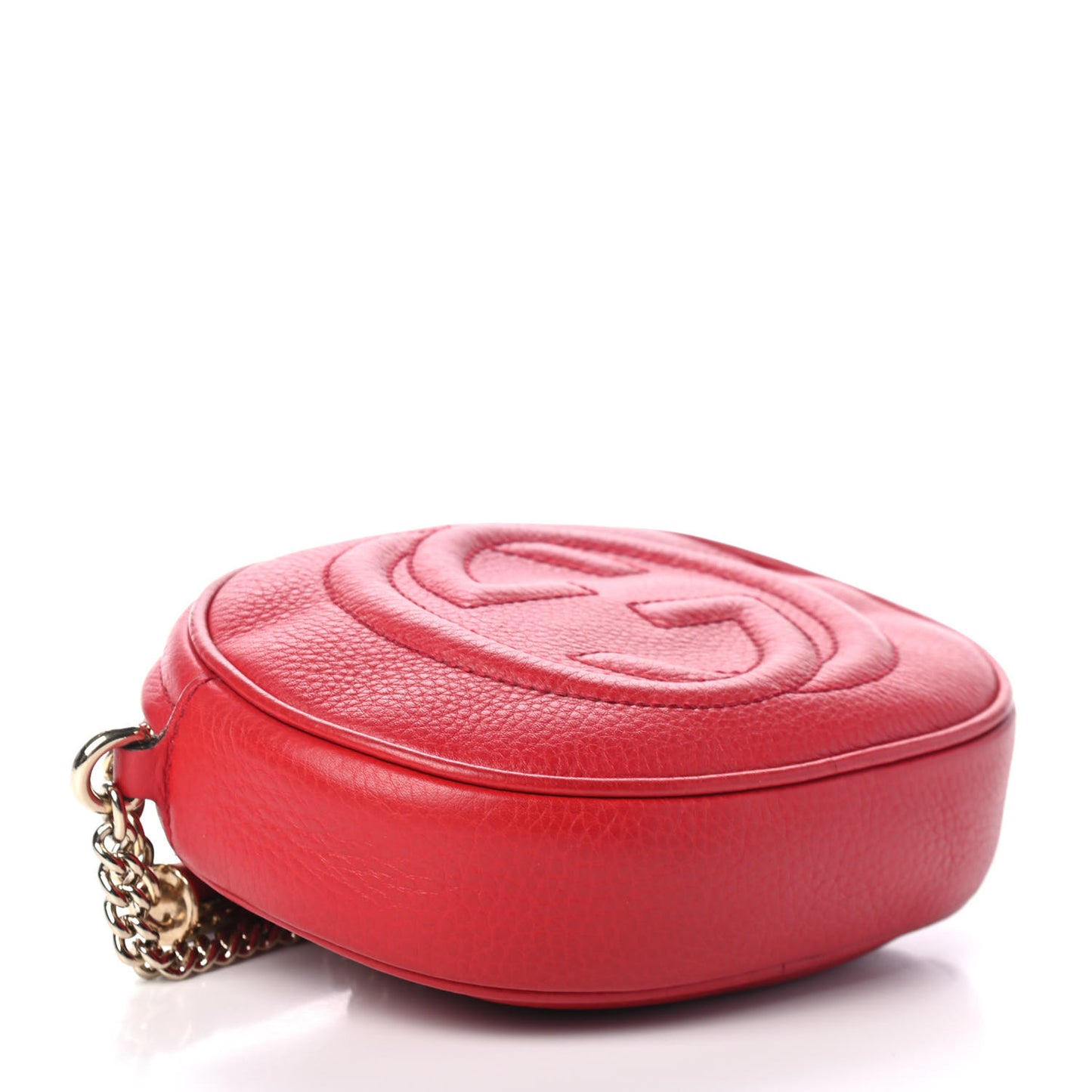 Pebbled Calfskin Mini Soho Chain Bag Tabasco Red