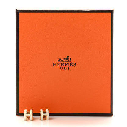 Hermes Gold Lacquered Mini Pop H Earrings White 5 of 5