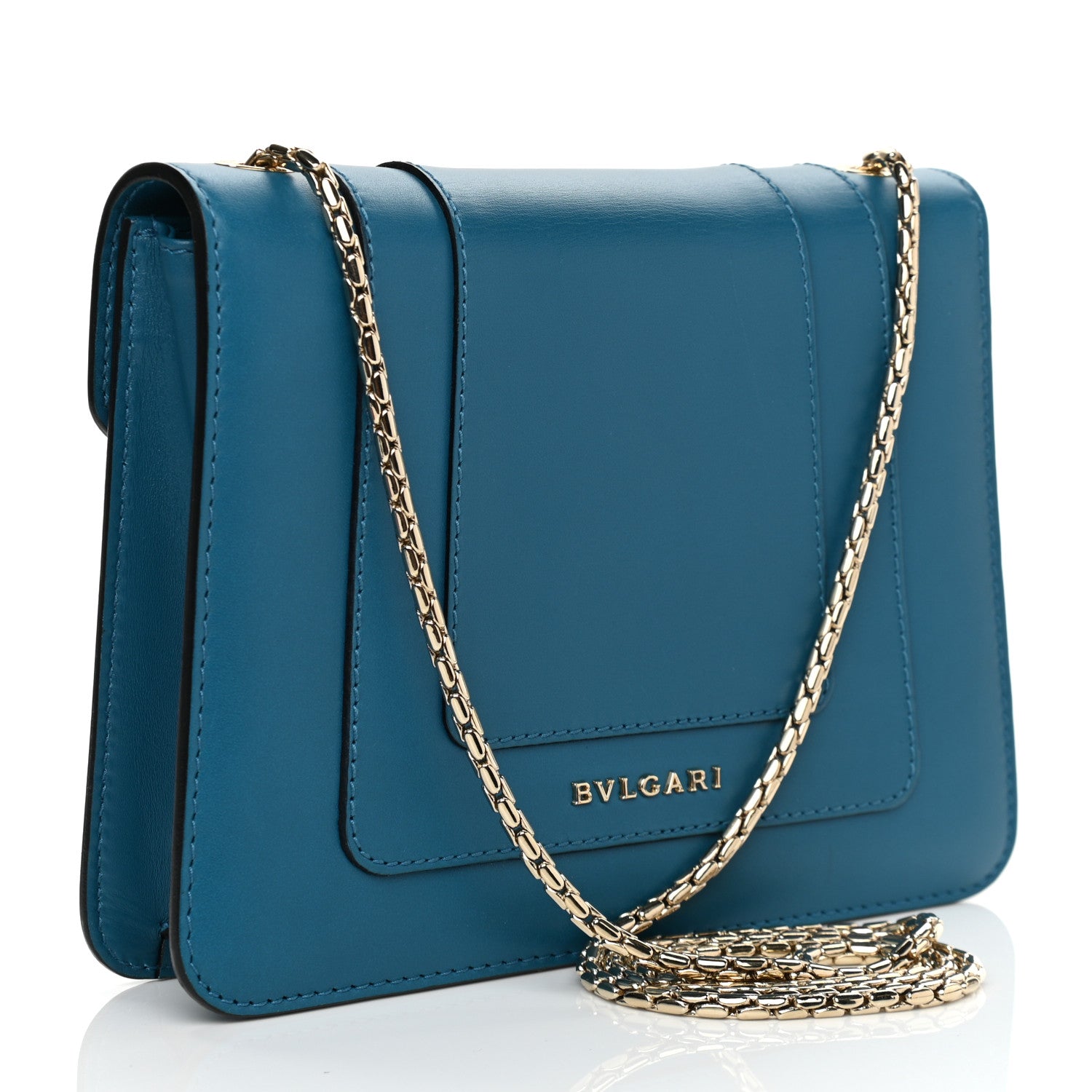 Bulgari Calfskin Serpenti Forever Crossbody Blue 3 of 9