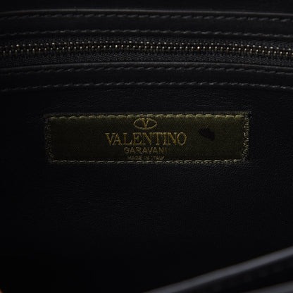 Valentino Garavani Calfskin Panther Medium Guitar Strap Rockstud Rolling Flap Saddle Bag Black 6 of 6