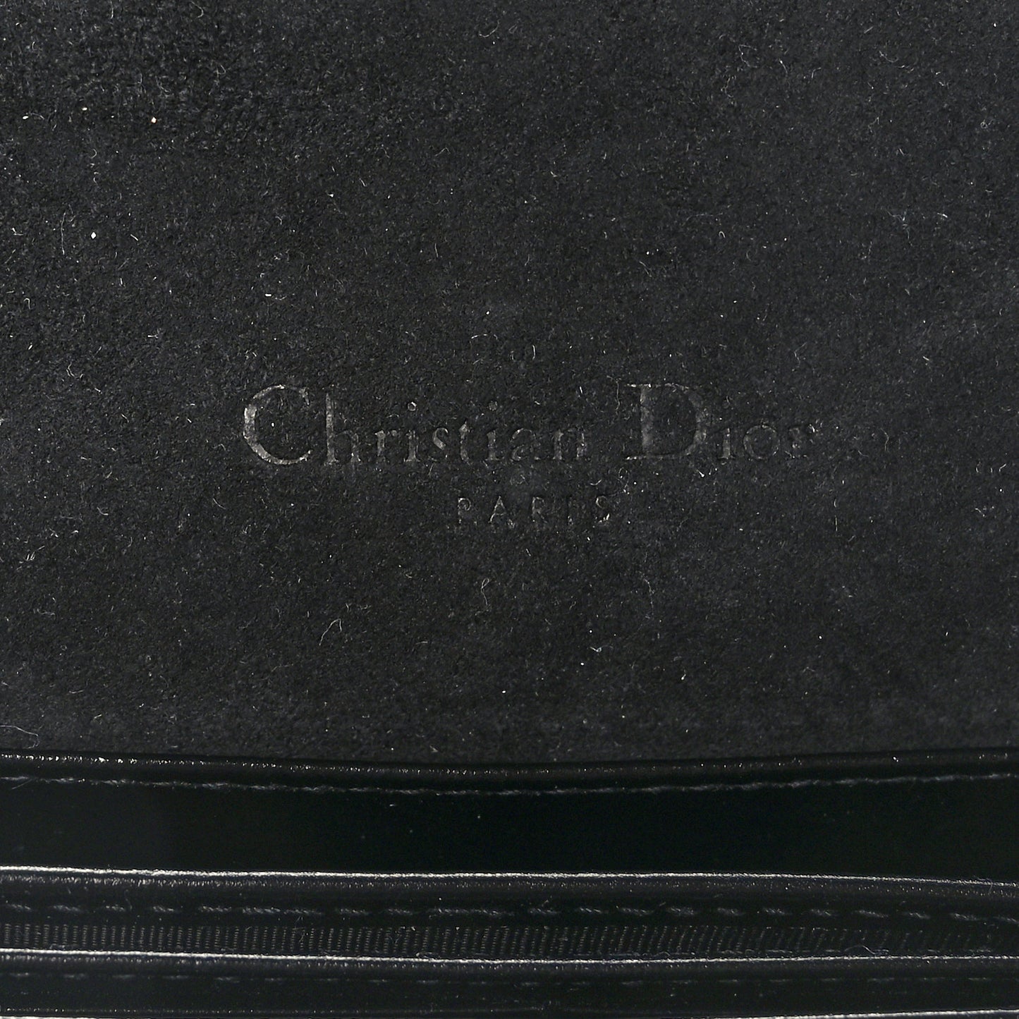 Crinkled Patent Cannage Lady Dior Pouch Black