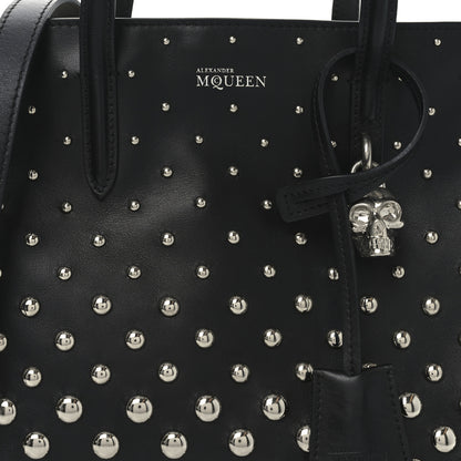 Alexander McQueen Calfskin Small Studded Padlock Zip Around Tote Black White 8 of 10