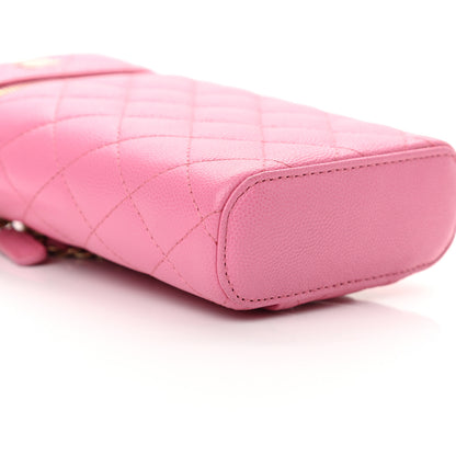 Chanel Caviar Quilted Phone Holder With Chain Pink 9 of 16