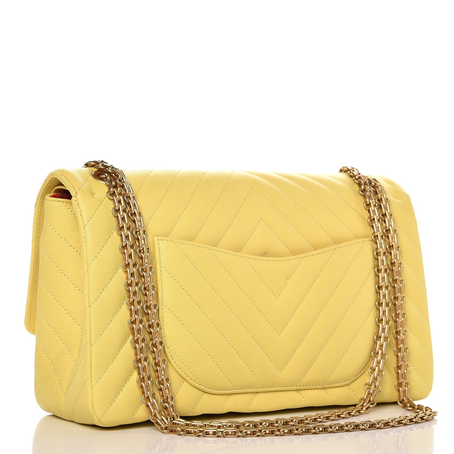 Chanel Sheepskin Chevron Quilted 2.55 Reissue 226 Flap Yellow 4 of 9