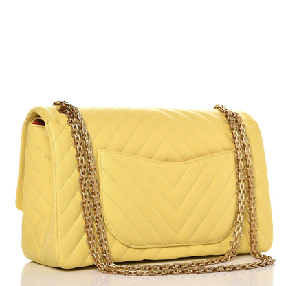 Chanel Sheepskin Chevron Quilted 2.55 Reissue 226 Flap Yellow 4 of 9