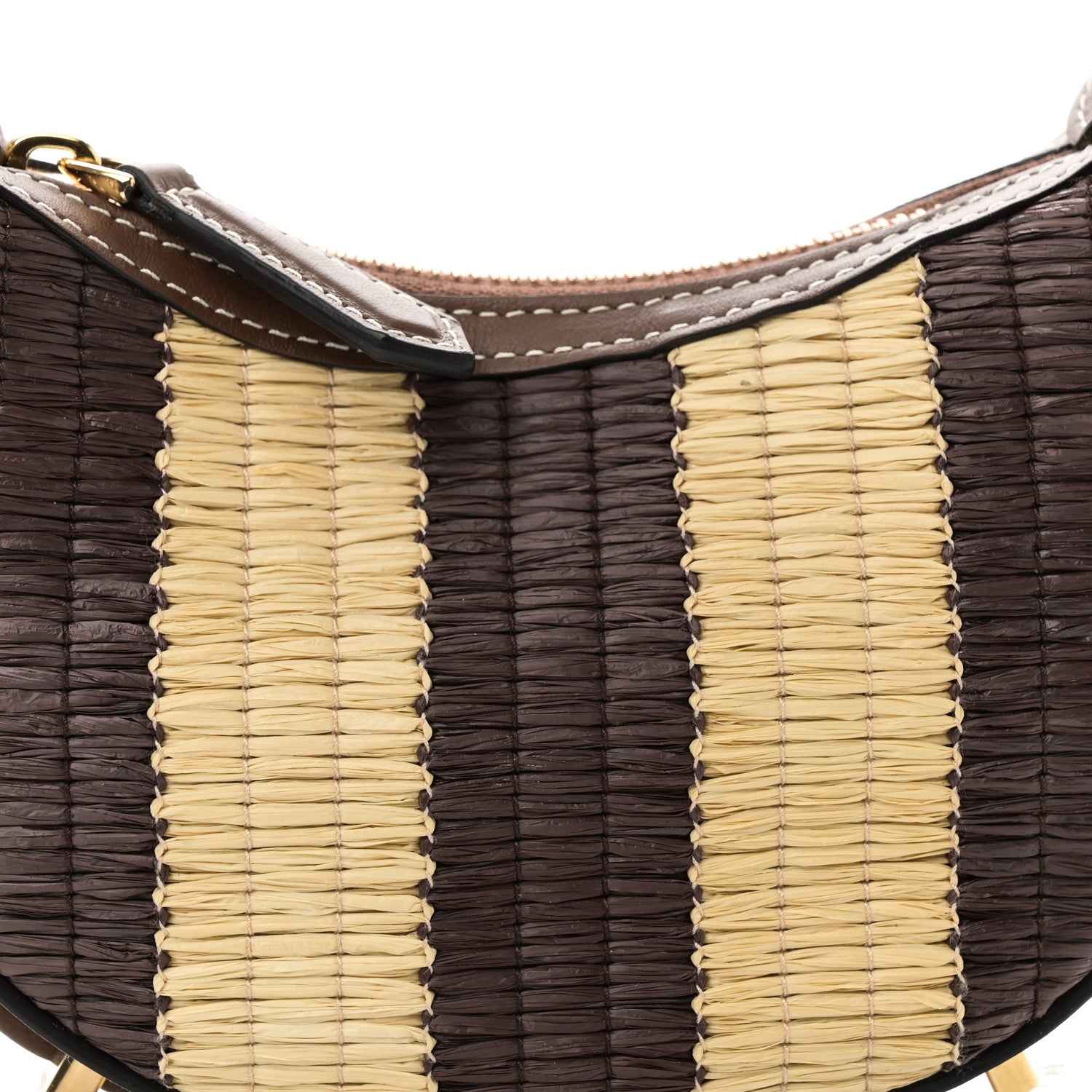 Fendi Raffia Vitello Grace Nano Fendigraphy Hobo Charm Natural Gianduia 8 of 10