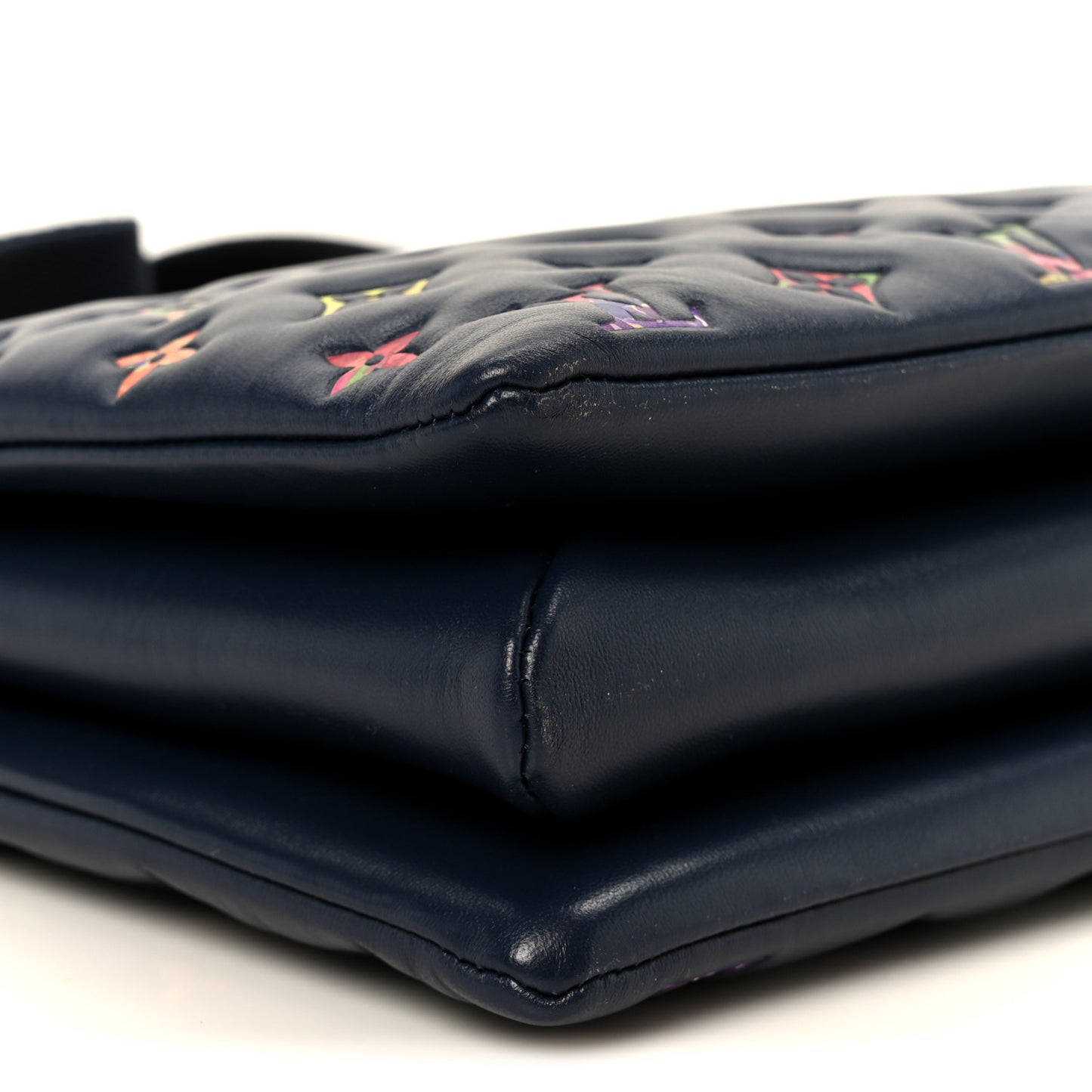 Lambskin Embossed Monogram LV Garden Coussin MM Navy Blue