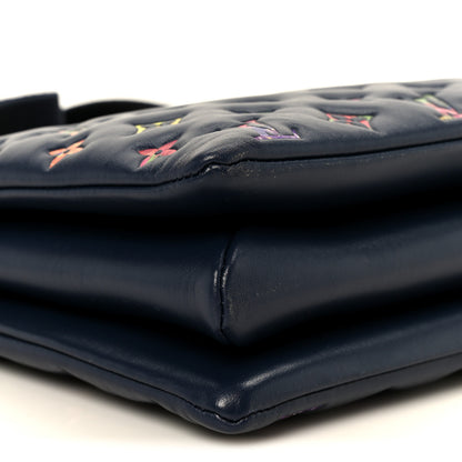 Louis Vuitton Lambskin Embossed Monogram LV Garden Coussin MM Navy Blue 10 of 11
