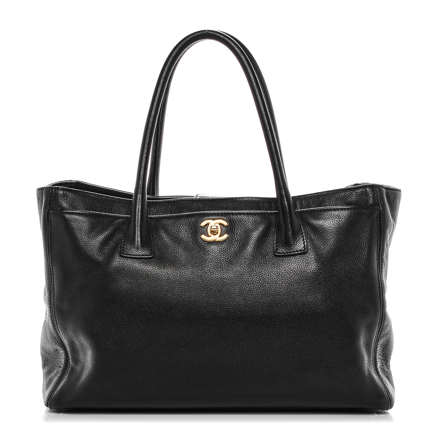 Calfskin Cerf Executive Shopper Tote Black