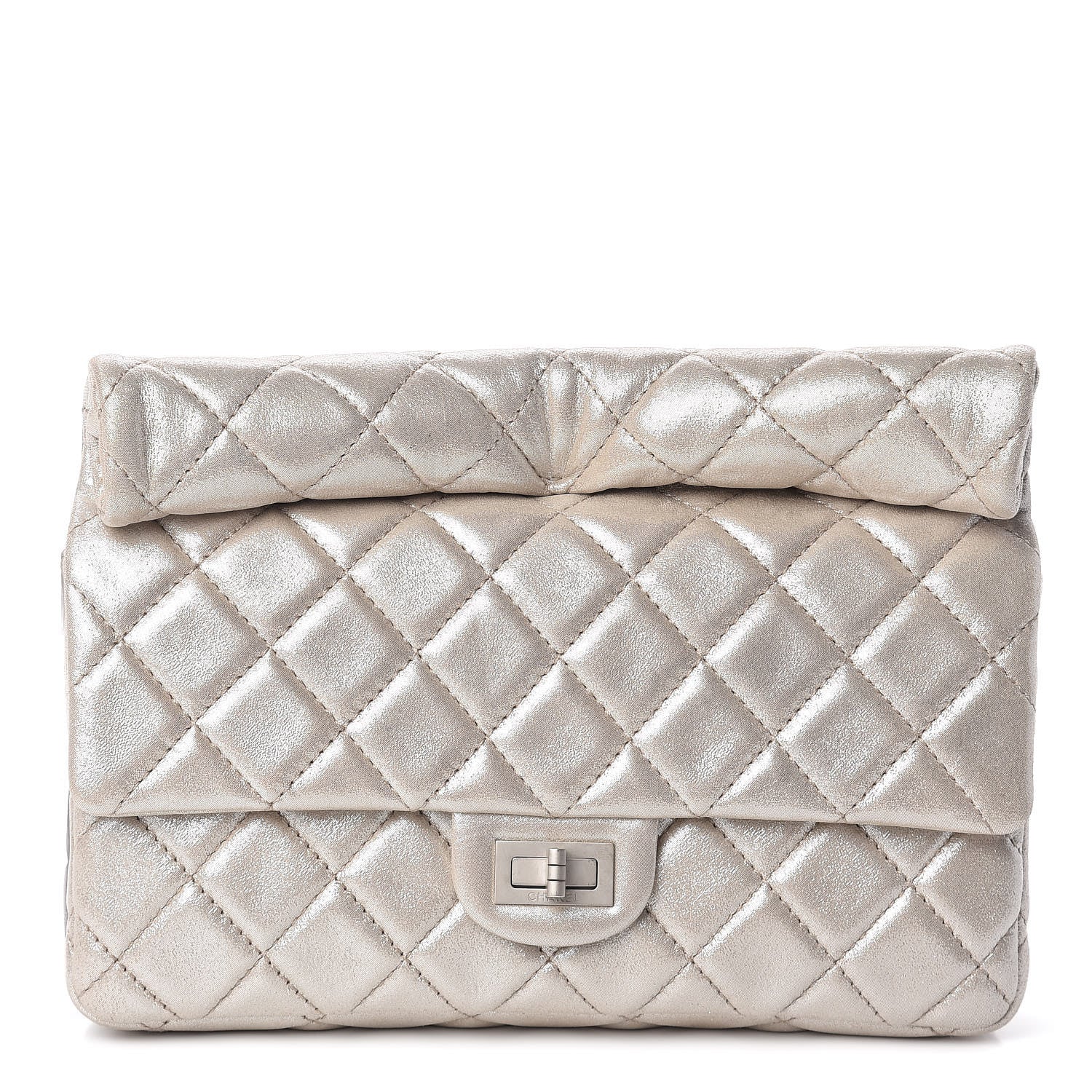 Chanel Iridescent Calfskin Quilted Large Roll 2.55 Reissue Clutch Light Gold 1 of 10