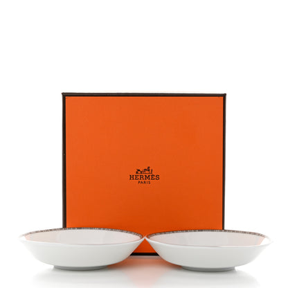 Hermes Porcelain Mosaique Au 24 Platine Soy Dish Set of 2 Platinum 17 of 18