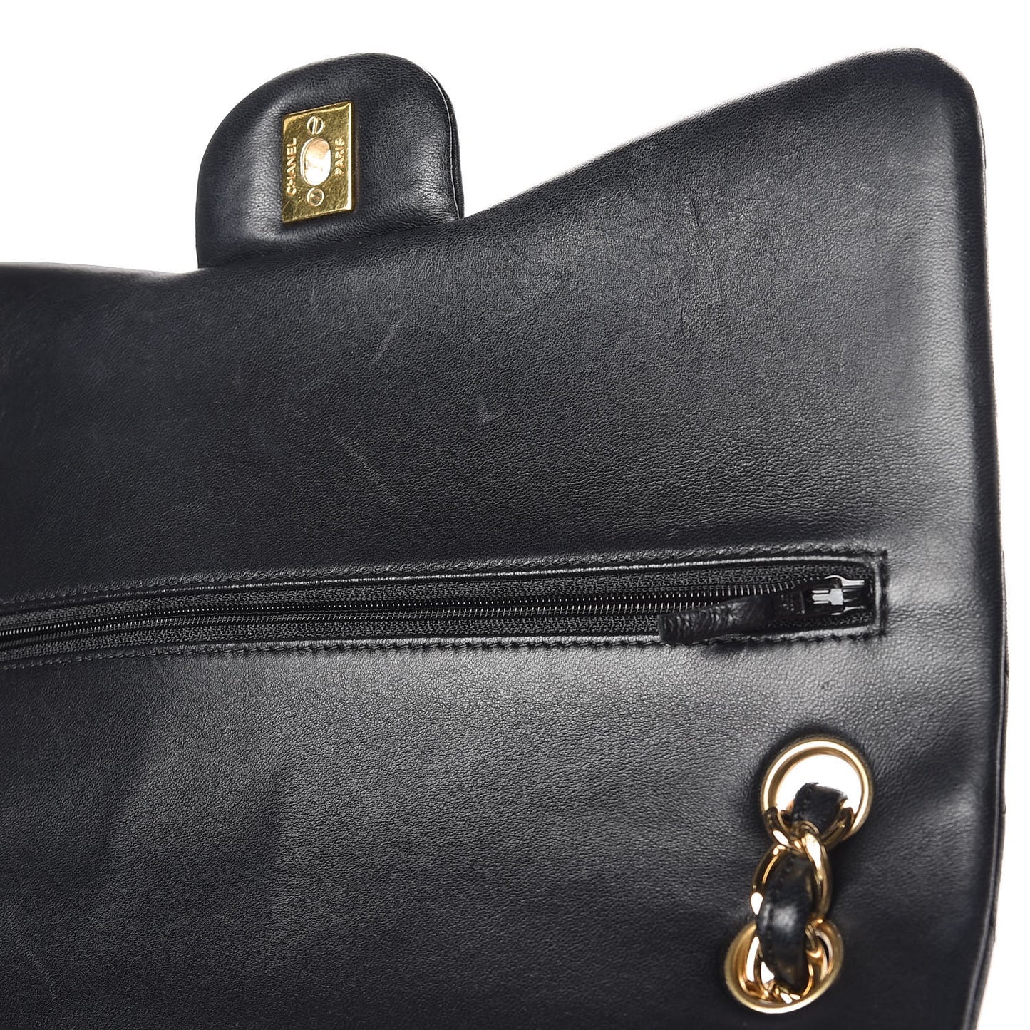 Lambskin Quilted Jumbo Double Flap Black