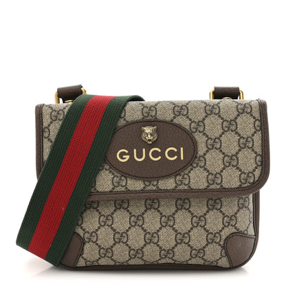 Gucci GG Supreme Monogram Web Small Neo Vintage Double Flap Messenger Bag Beige New Acero 1 of 25