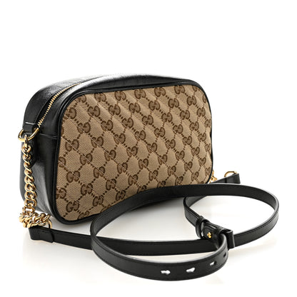 Gucci Monogram Matelasse Diagonal Small GG Marmont Chain Shoulder Bag Beige Black 3 of 12