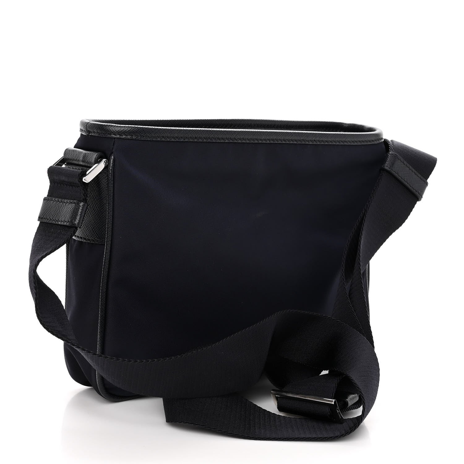 Prada Tessuto Nylon Saffiano Messenger Bag Blue 3 of 9