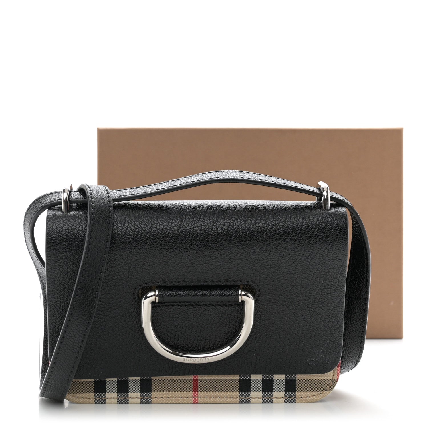 Burberry Goatskin Vintage Check Mini D-Ring Bag Black 12 of 12