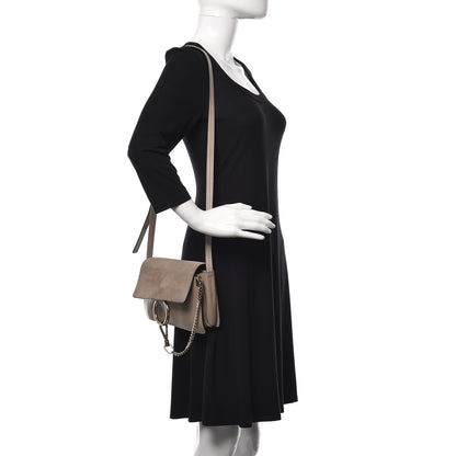 Chloe Suede Calfskin Small Faye Shoulder Bag Motty Grey 2 of 17