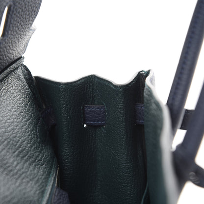 Hermes Togo Swift Officier Birkin 25 Bleu Nuit Vert Cypress 11 of 35