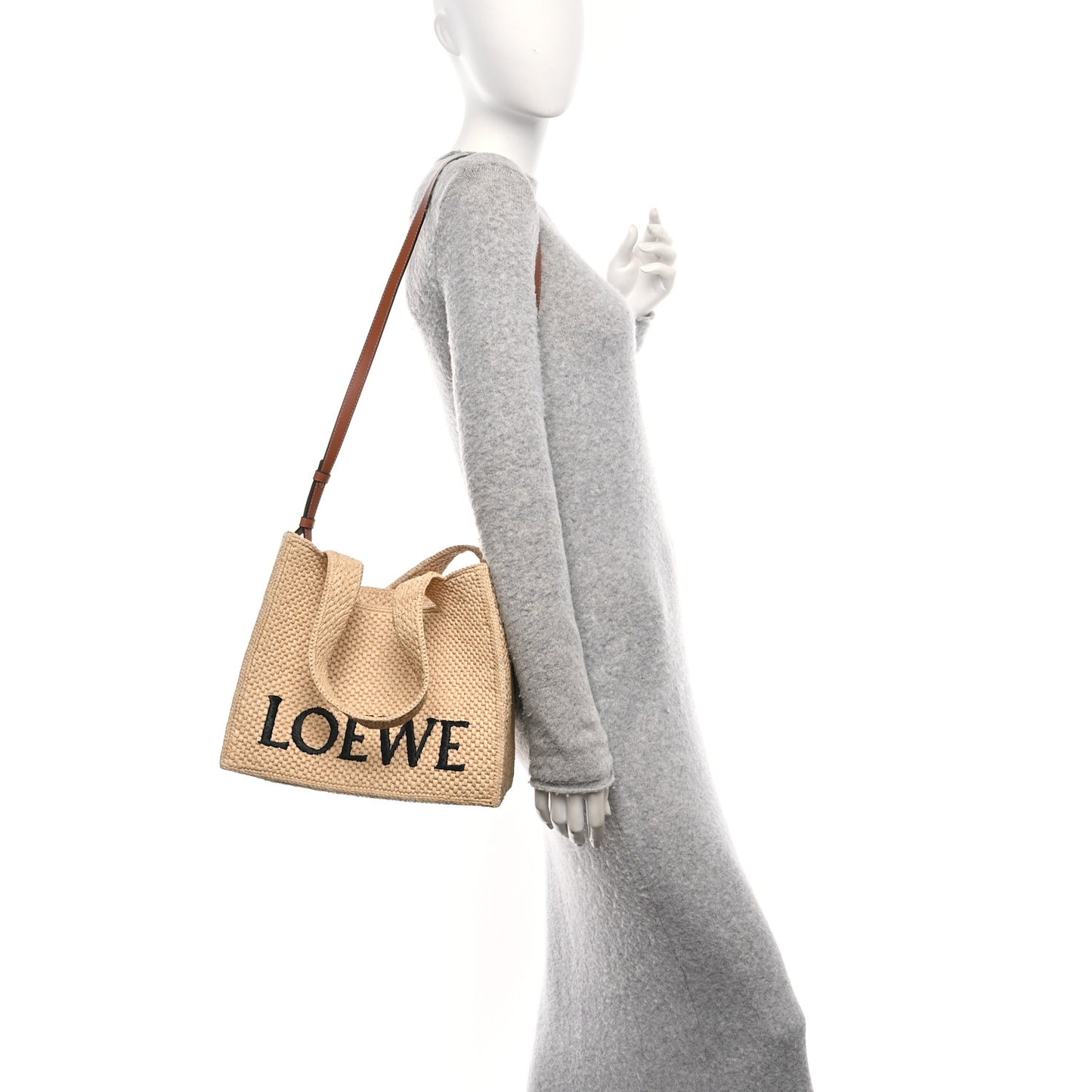 X PAULA'S IBIZA Raffia Medium Font Tote Natural Tan