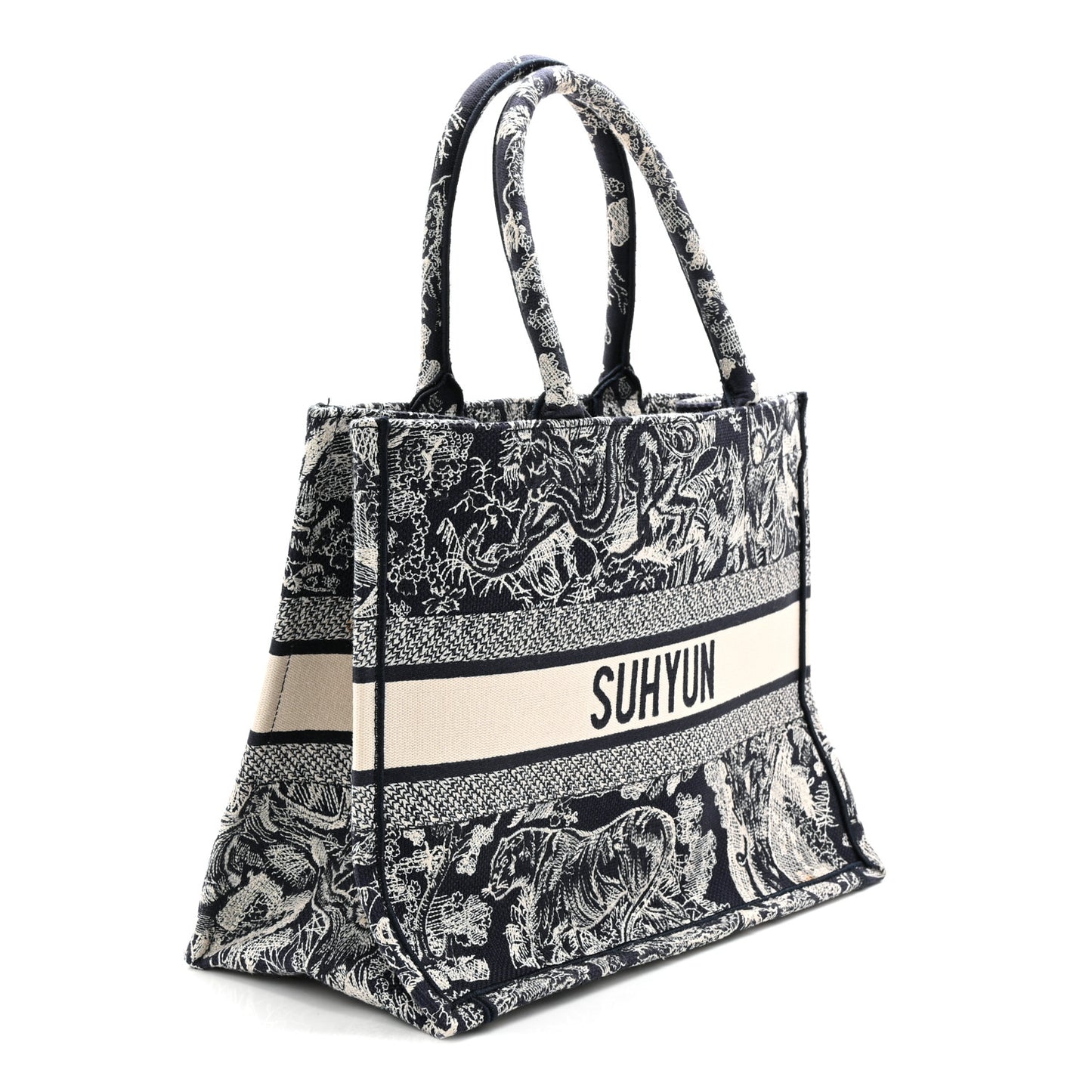 Canvas Embroidered Medium Dioriviera Toile De Jouy Book Tote Blue
