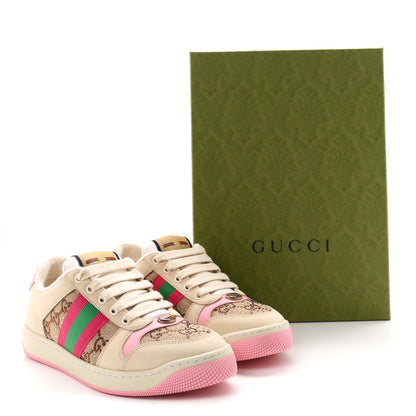 Gucci Calfskin GG Supreme Crystals Web Screener Sneakers 37 Beige Ebony Wild Rose 10 of 10