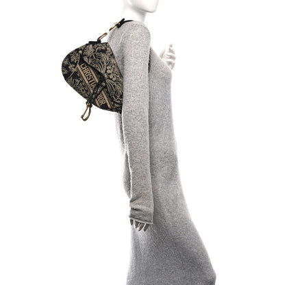 Christian Dior Canvas Embroidered Ornamental Cornely Saddle Bag Black Beige 2 of 10