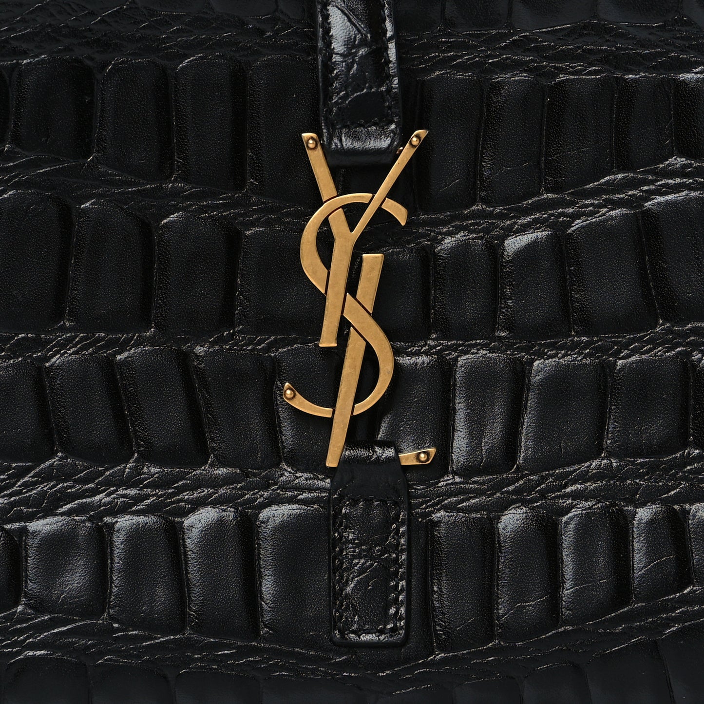 Calfskin Crocodile Embossed Le 5 A 7 Hobo Black