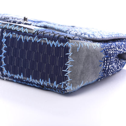 Chanel Denim Tweed Patchwork Jumbo Single Flap Blue 6 of 9
