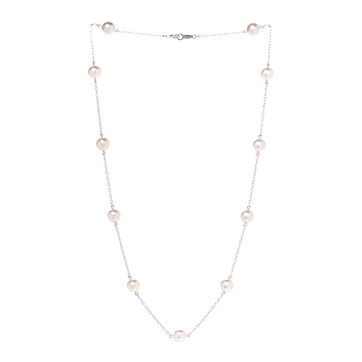 18K White Gold Akoya Pearl 5.5-6mm Station Necklace