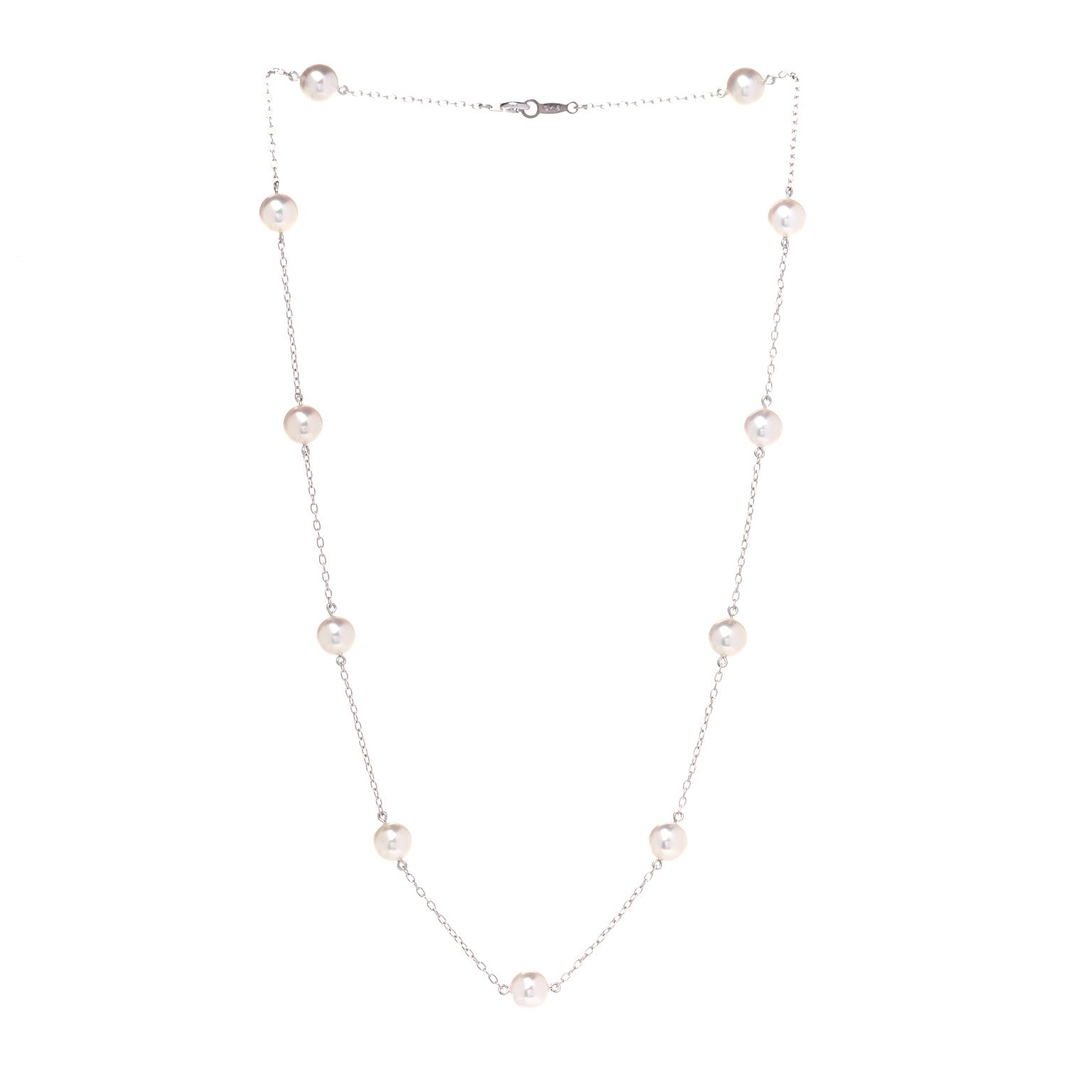 Mikimoto 18K White Gold Akoya Pearl 5.5-6mm Station Necklace 2 of 4