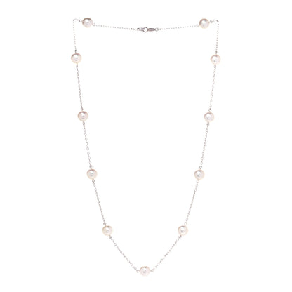 Mikimoto 18K White Gold Akoya Pearl 5.5-6mm Station Necklace 2 of 4