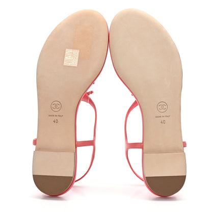 Chanel Lambskin Chain CC Logo Thong Sandals 40 Pink 5 of 7