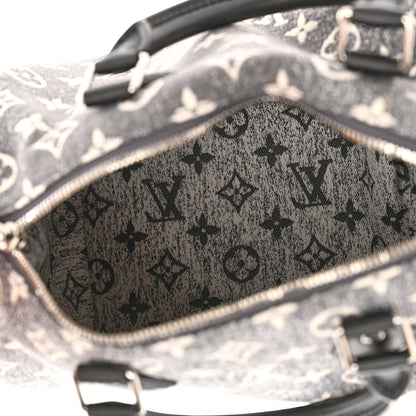 Louis Vuitton Denim Monogram Jacquard Speedy Bandouliere 25 Black 5 of 10